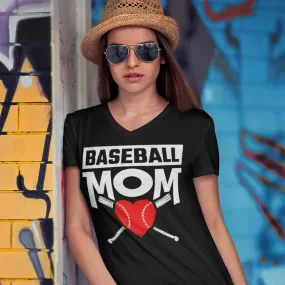 Baseball Mom Heart Aesthetic Shirt | Mothers Day Mom Gift | Unisex Jersey V-neck T-shirt