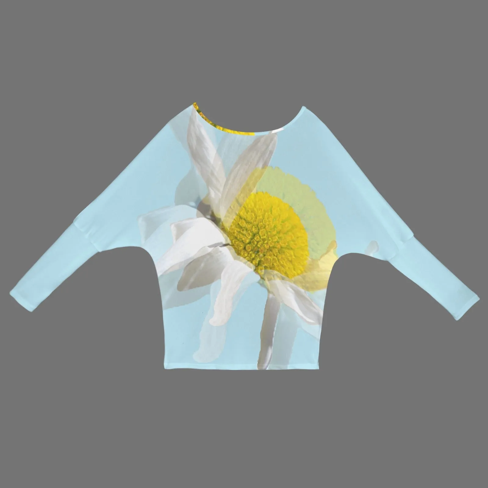 Batwing Long Sleeve Sweater Daisy Watercolor Blue