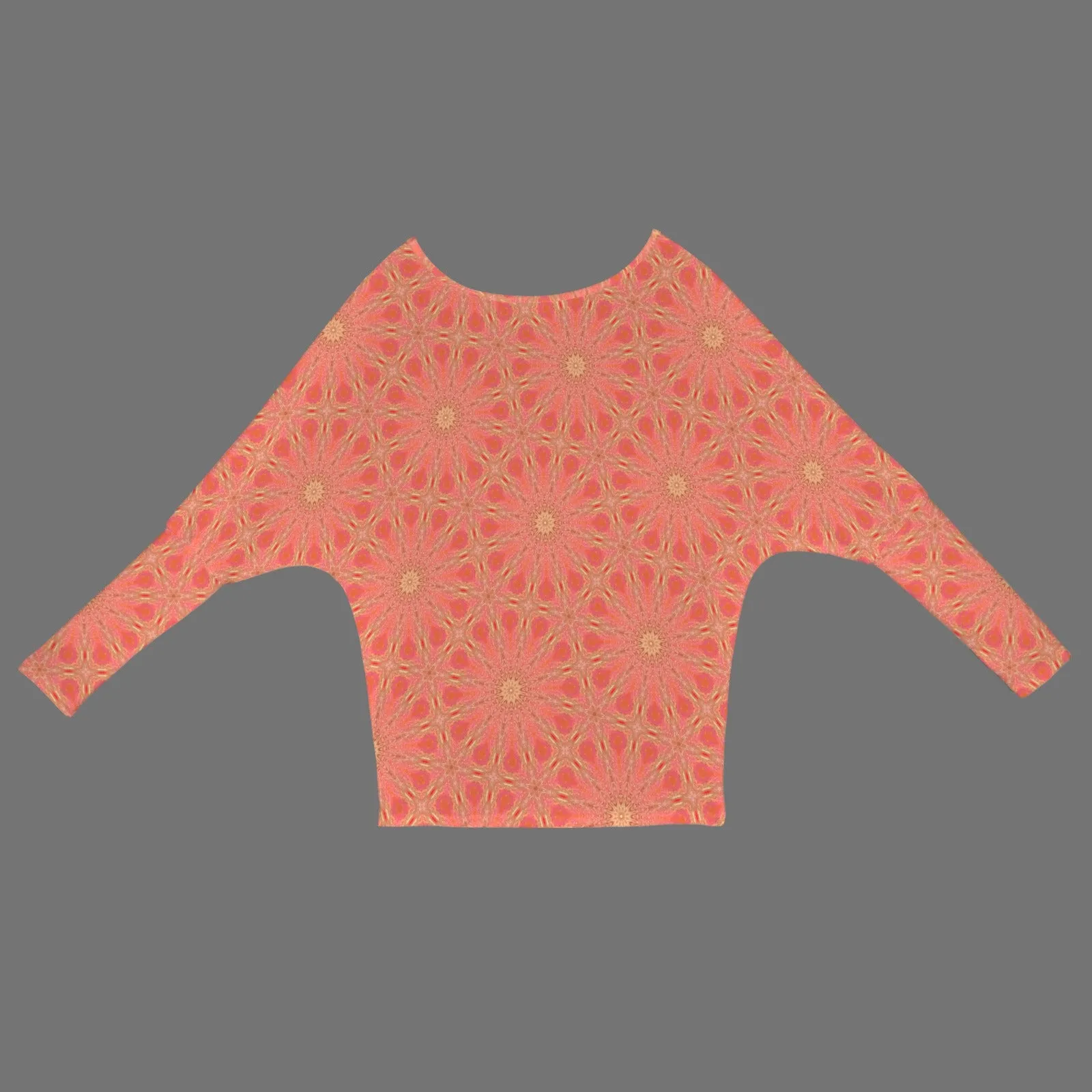 Batwing Long Sleeve Sweater Orange Flowers
