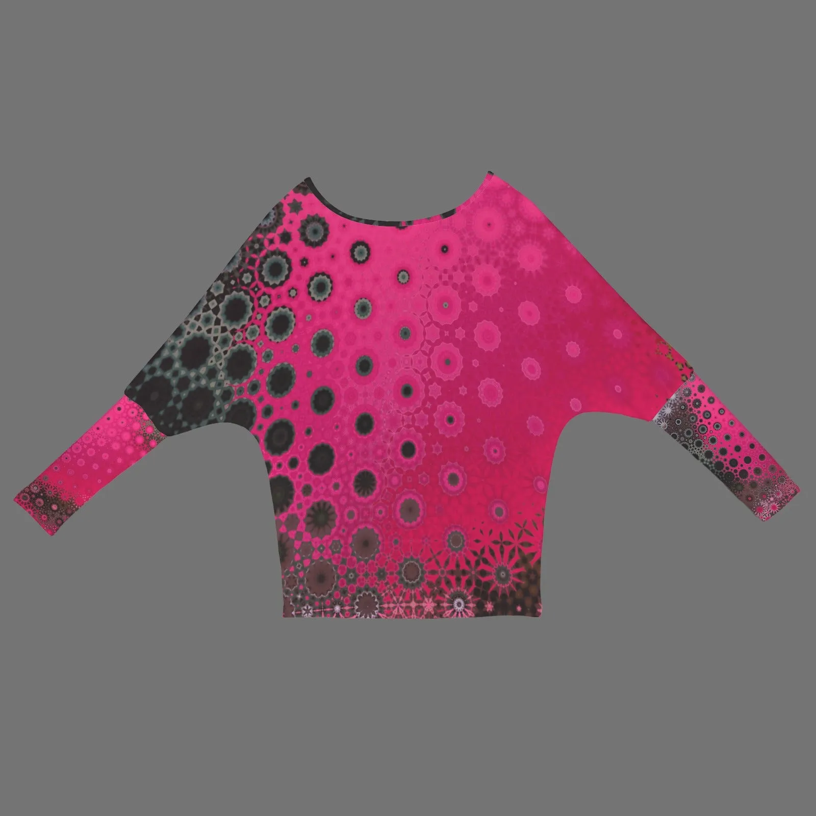 Batwing Long Sleeve Sweater Red Leaves