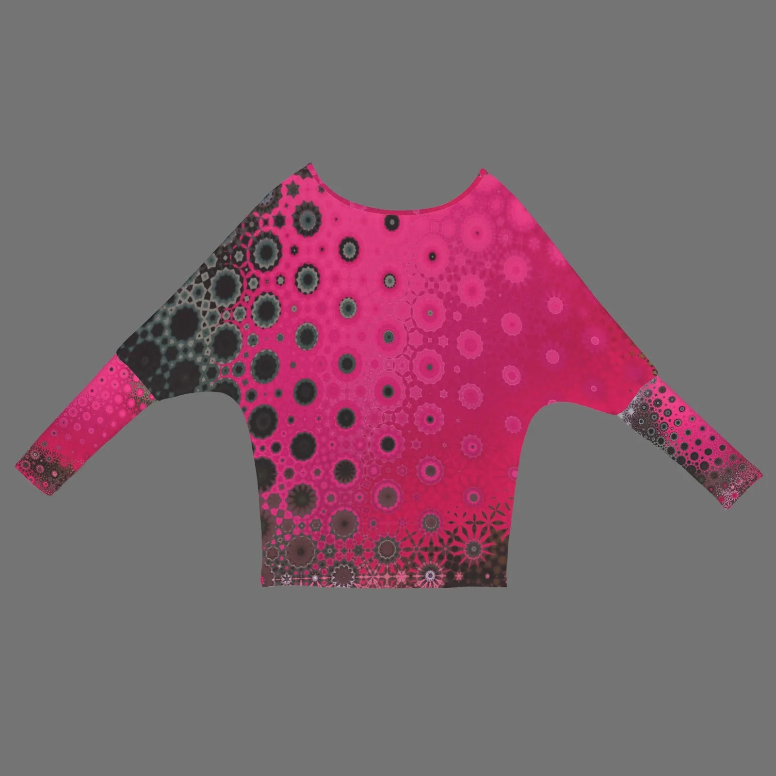 Batwing Long Sleeve Sweater Red Leaves