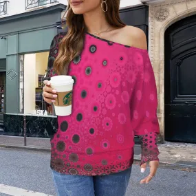 Batwing Long Sleeve Sweater Red Leaves