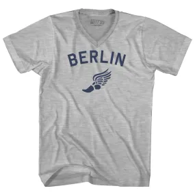 Berlin Running Track Winged Foot Adult Cotton V-neck T-shirt