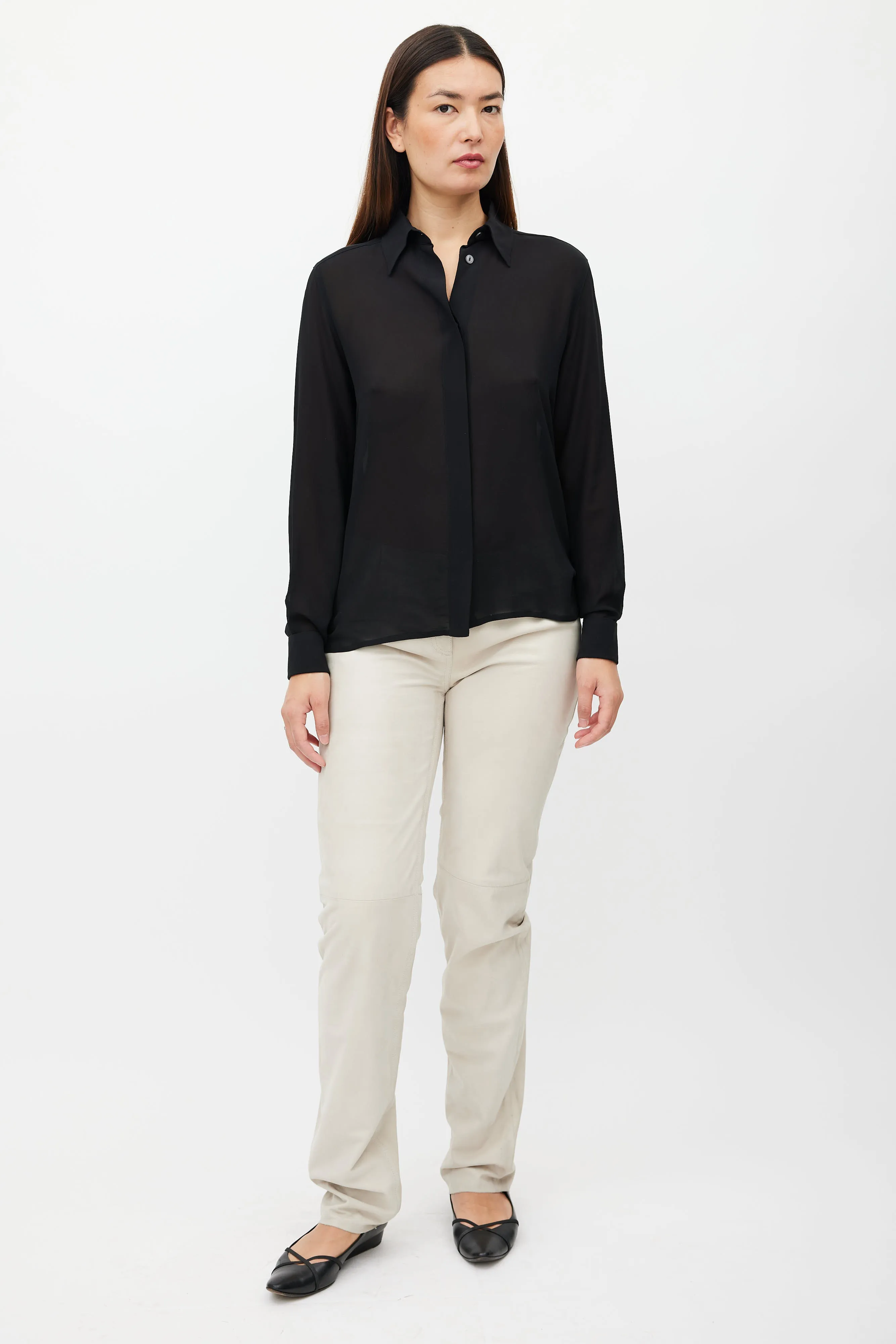 Black Chiffon Sheer Shirt