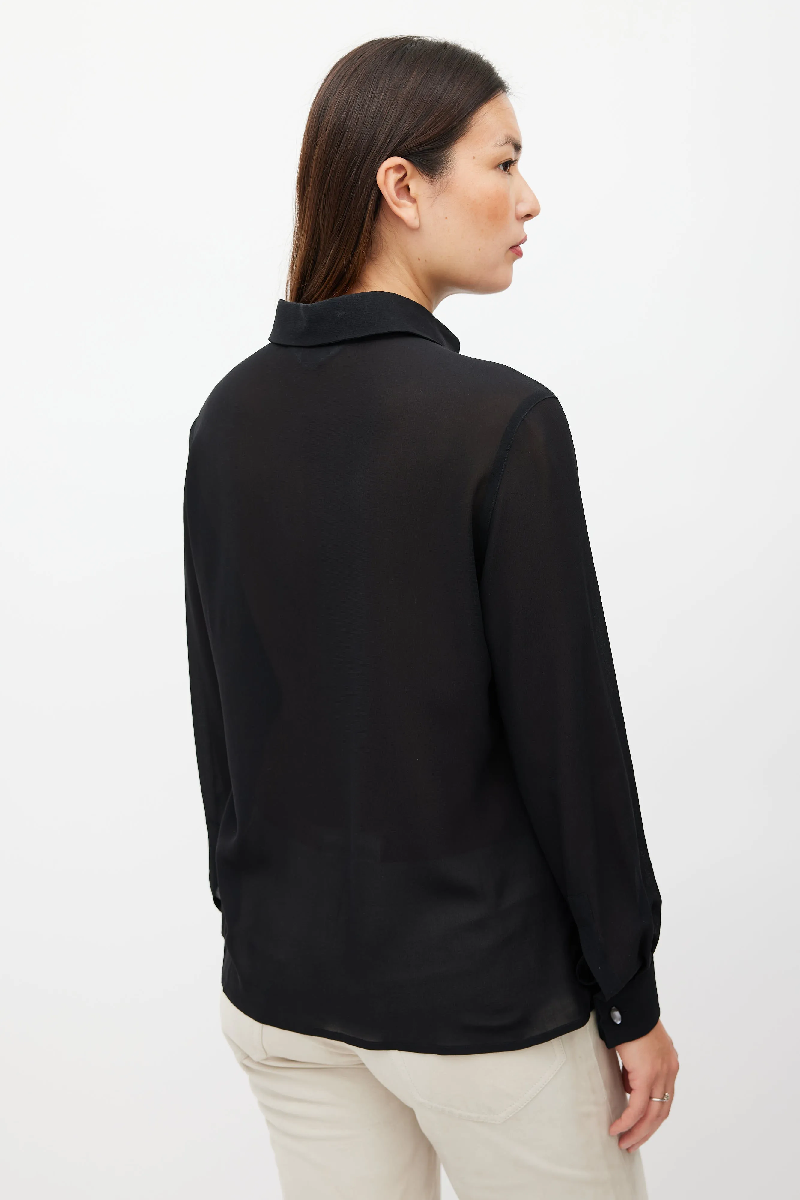 Black Chiffon Sheer Shirt