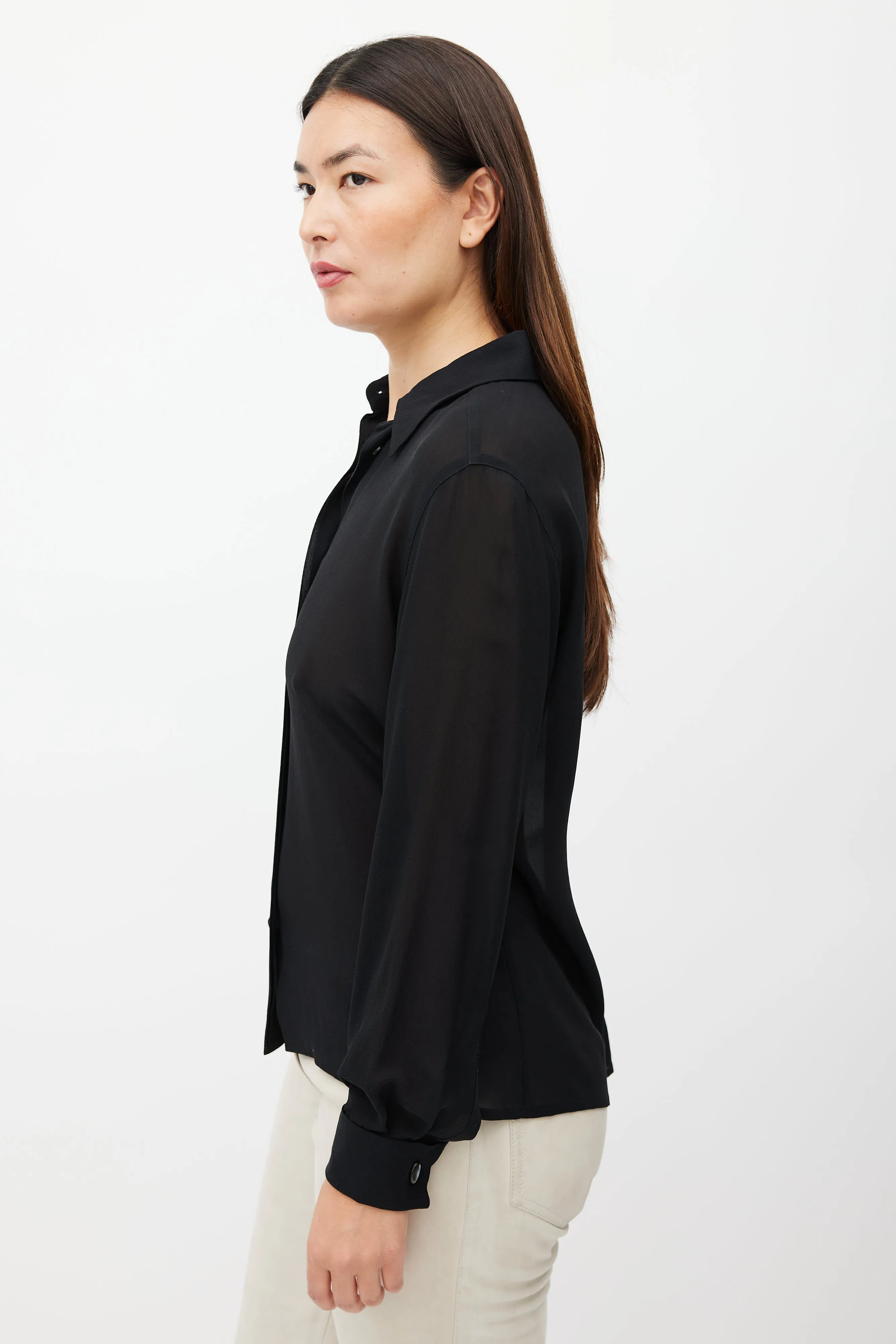 Black Chiffon Sheer Shirt