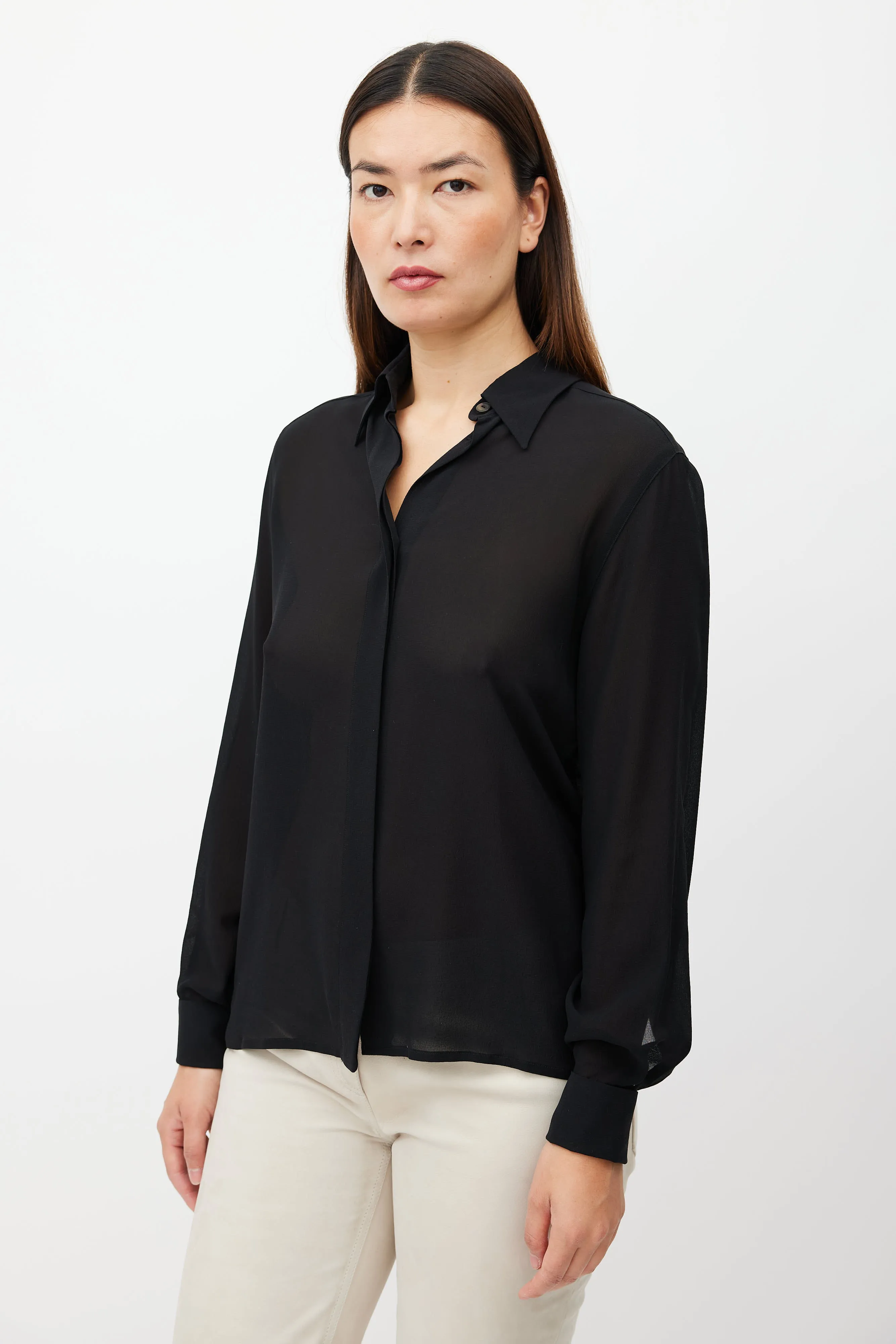 Black Chiffon Sheer Shirt