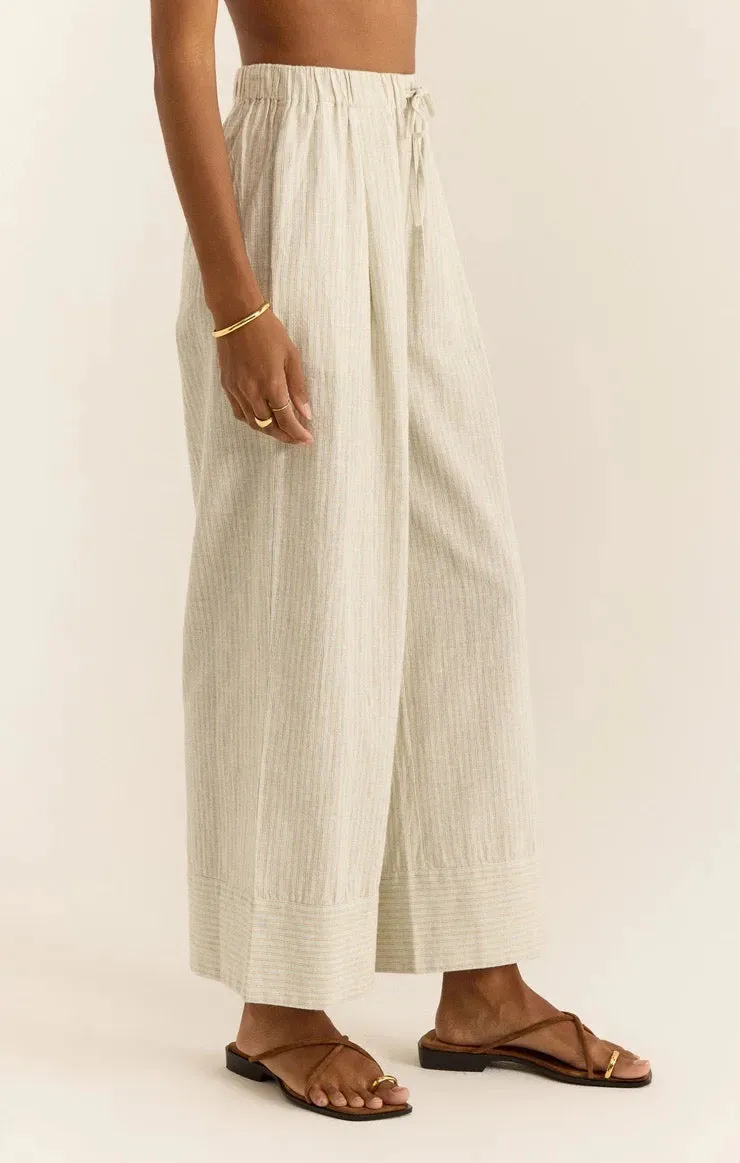 Brookvale Casita Linen stipe pant - Sandstone