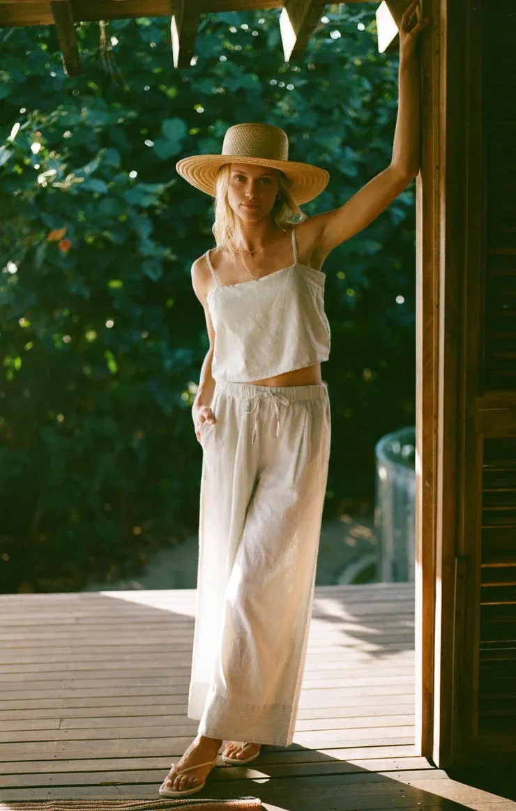 Brookvale Casita Linen stipe pant - Sandstone