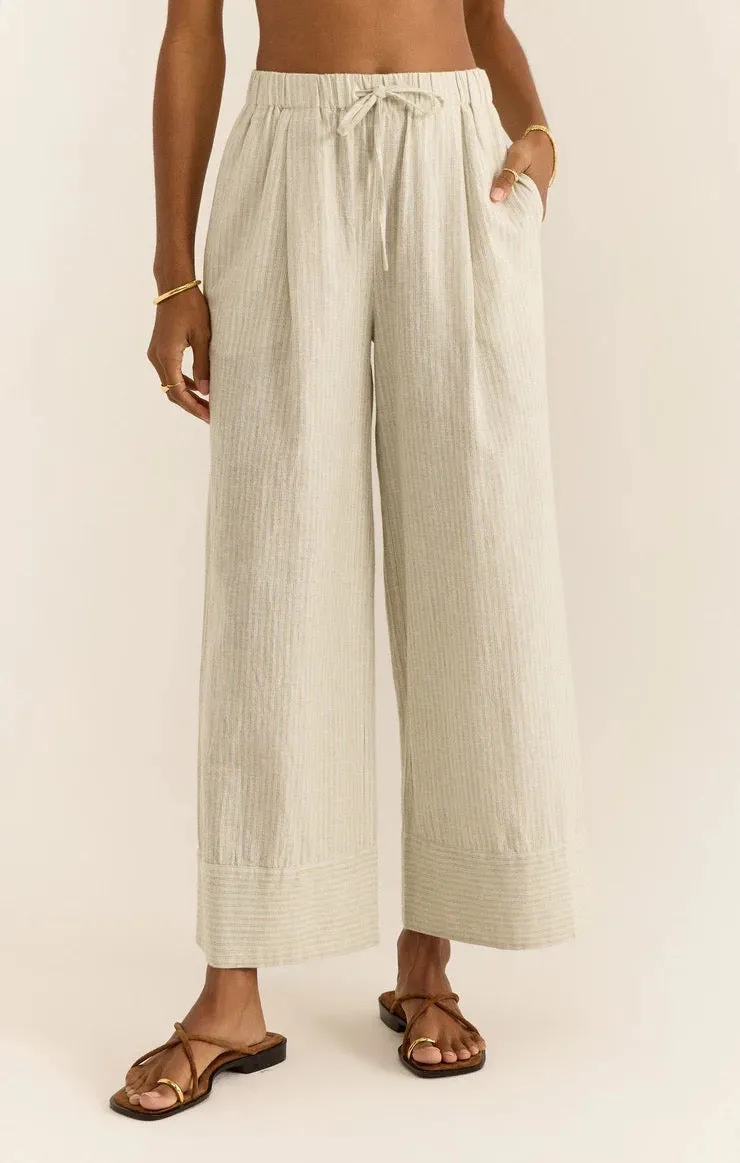 Brookvale Casita Linen stipe pant - Sandstone