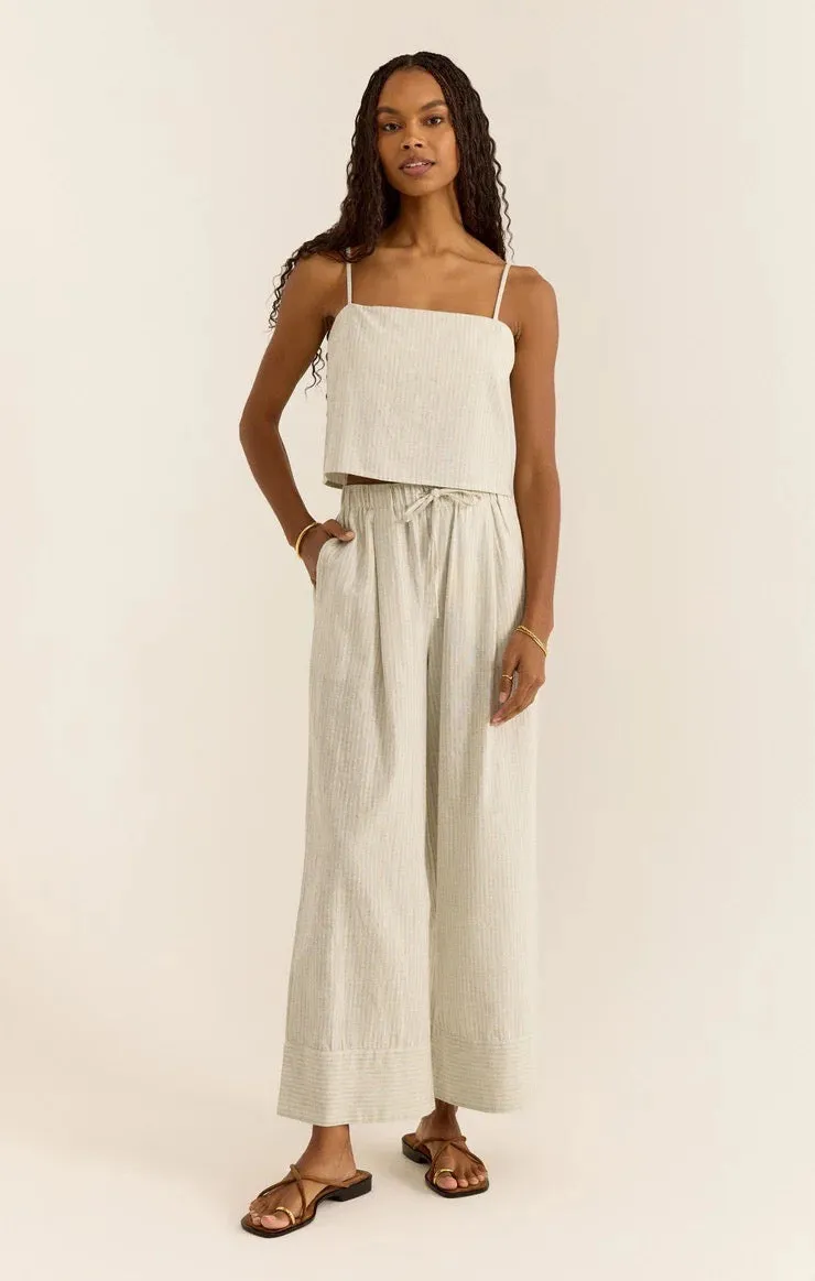 Brookvale Casita Linen stipe pant - Sandstone
