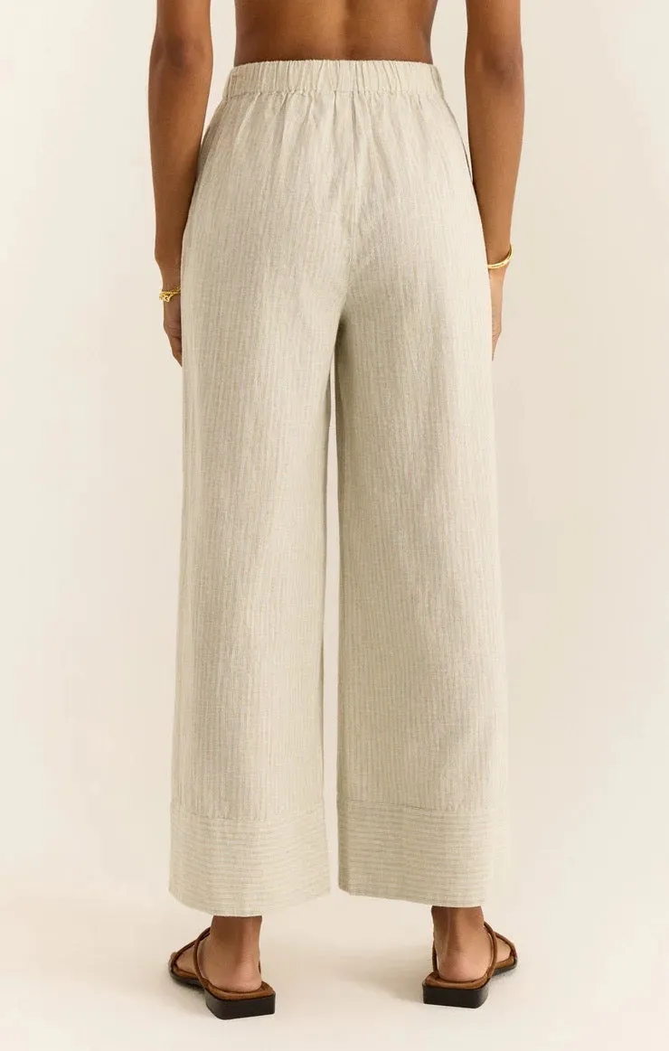 Brookvale Casita Linen stipe pant - Sandstone