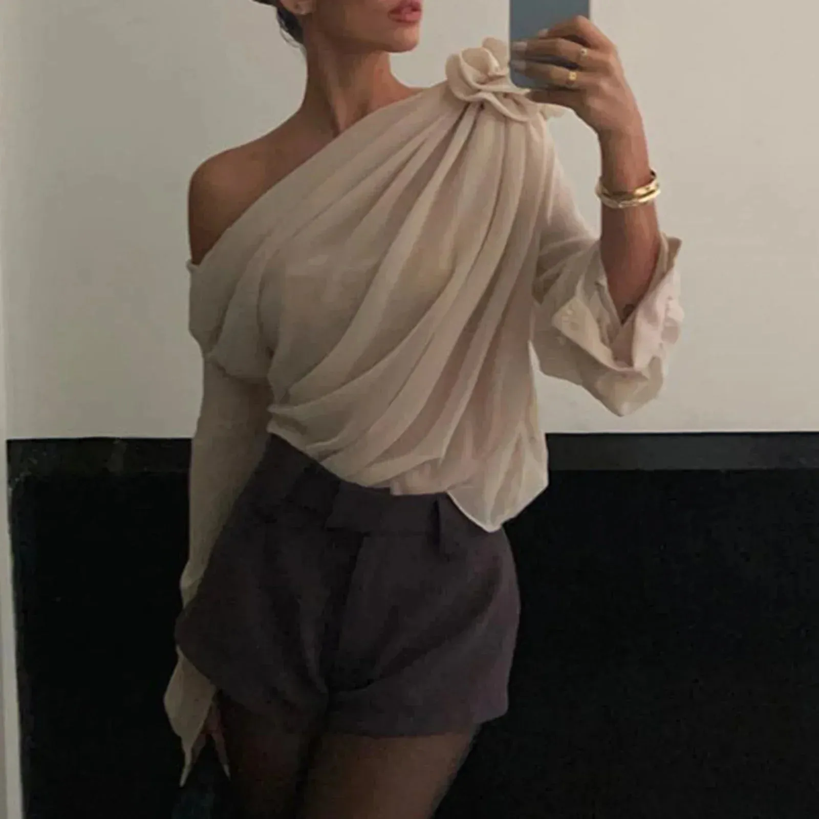 Cocktail Women's Chiffon Blouse Tops