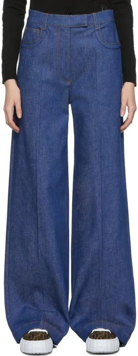 Fendi Blue Wide-Leg Jeans