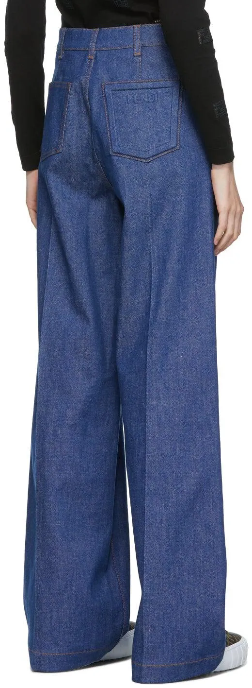 Fendi Blue Wide-Leg Jeans