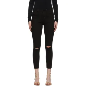 Frame Black 'Le High Skinny Crop' Raw Edge Jeans