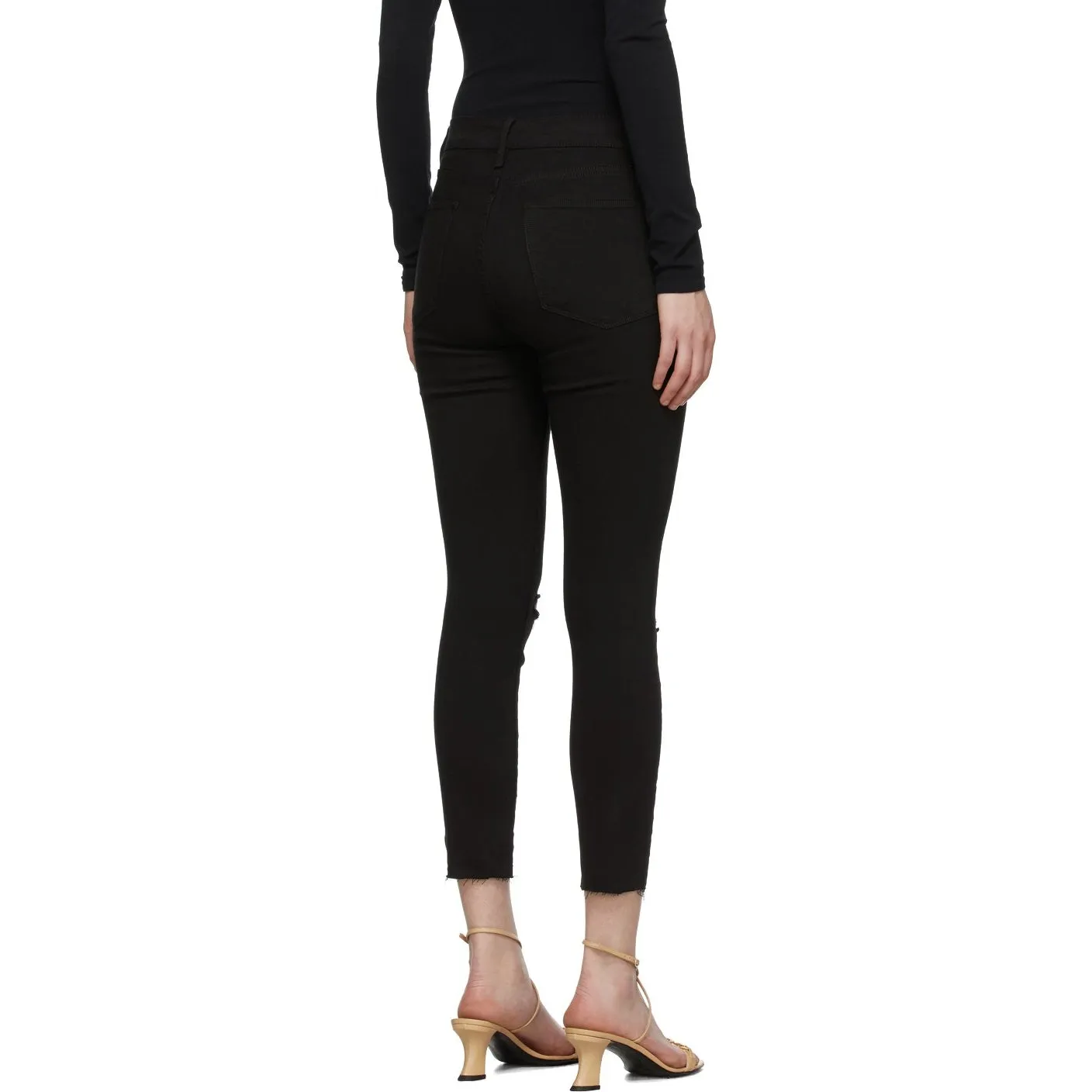 Frame Black 'Le High Skinny Crop' Raw Edge Jeans