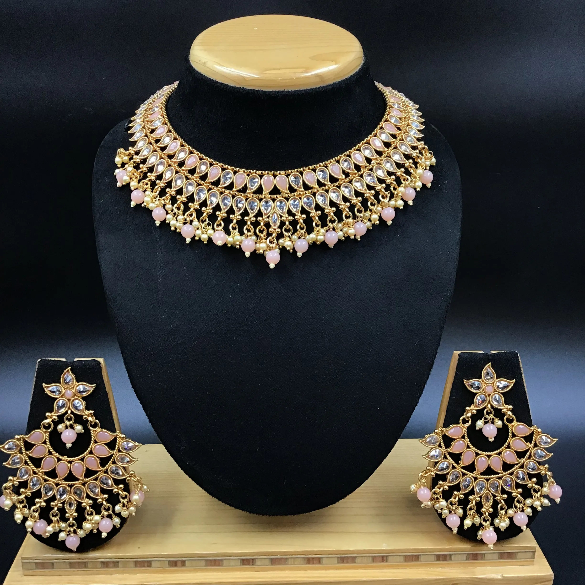 Gold Plated Stone Necklace Set 12678-28