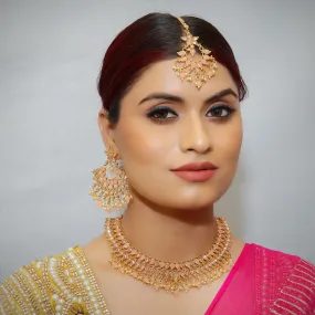 Gold Plated Stone Necklace Set 12678-28