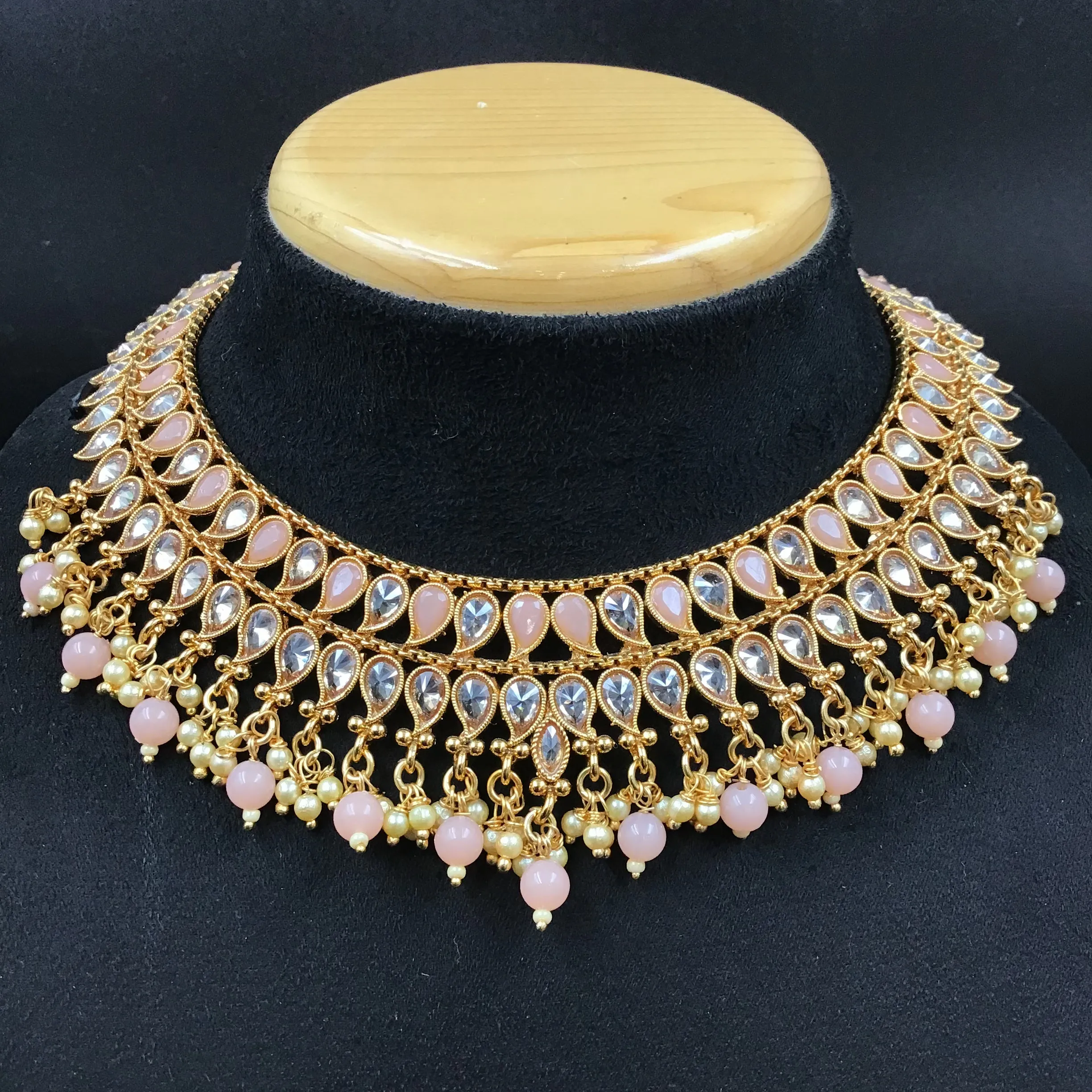 Gold Plated Stone Necklace Set 12678-28