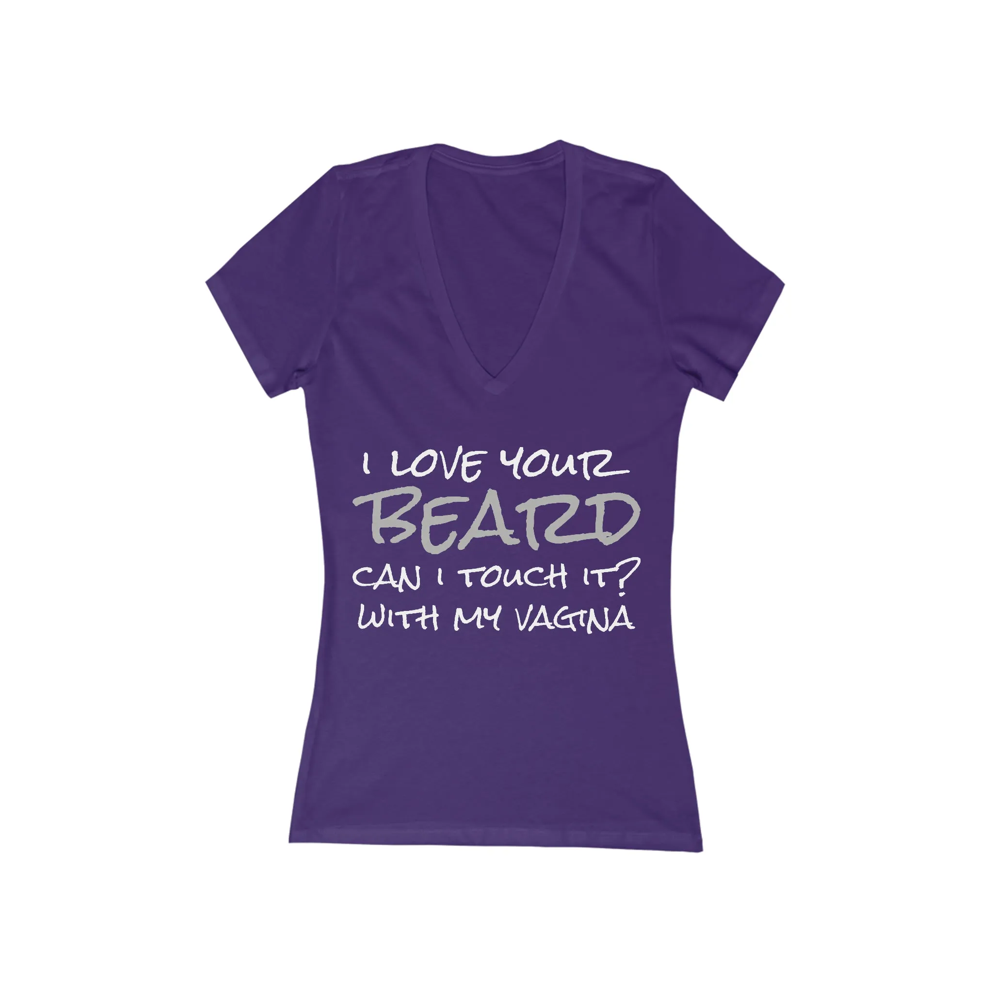 I Love Your Beard Women's Jersey Short Sleeve Deep V-Neck Tee