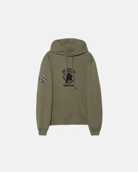 Kamon Embroidered Hooded Sweat Organic Cotton Sweat Olive Og-107F