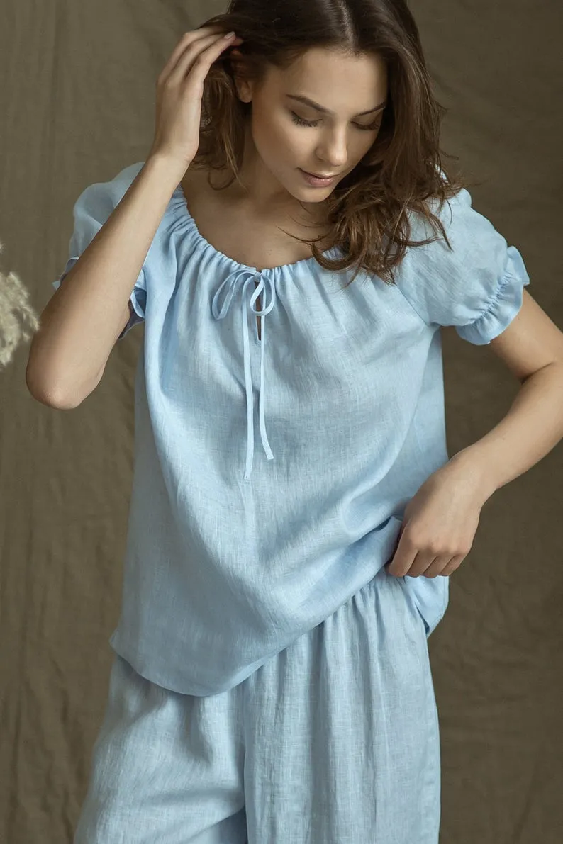 Linen Pajama Set FLORA