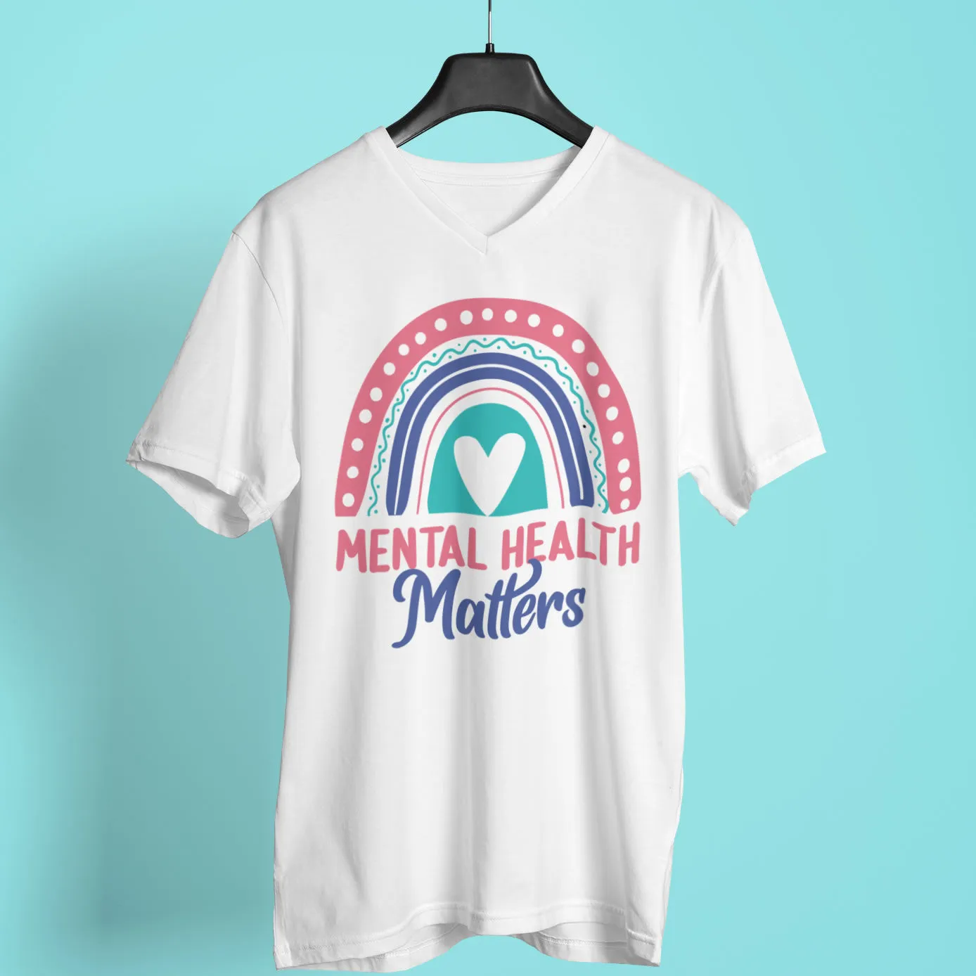 Mental Health Matters School Psychology Shirt | Rainbow Gift | Unisex Jersey V-neck T-shirt