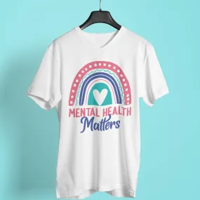 Mental Health Matters School Psychology Shirt | Rainbow Gift | Unisex Jersey V-neck T-shirt