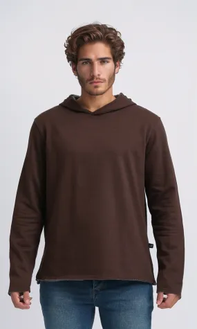 O202945 - Regular Casual Hoodie With Hooded Neck - Brown