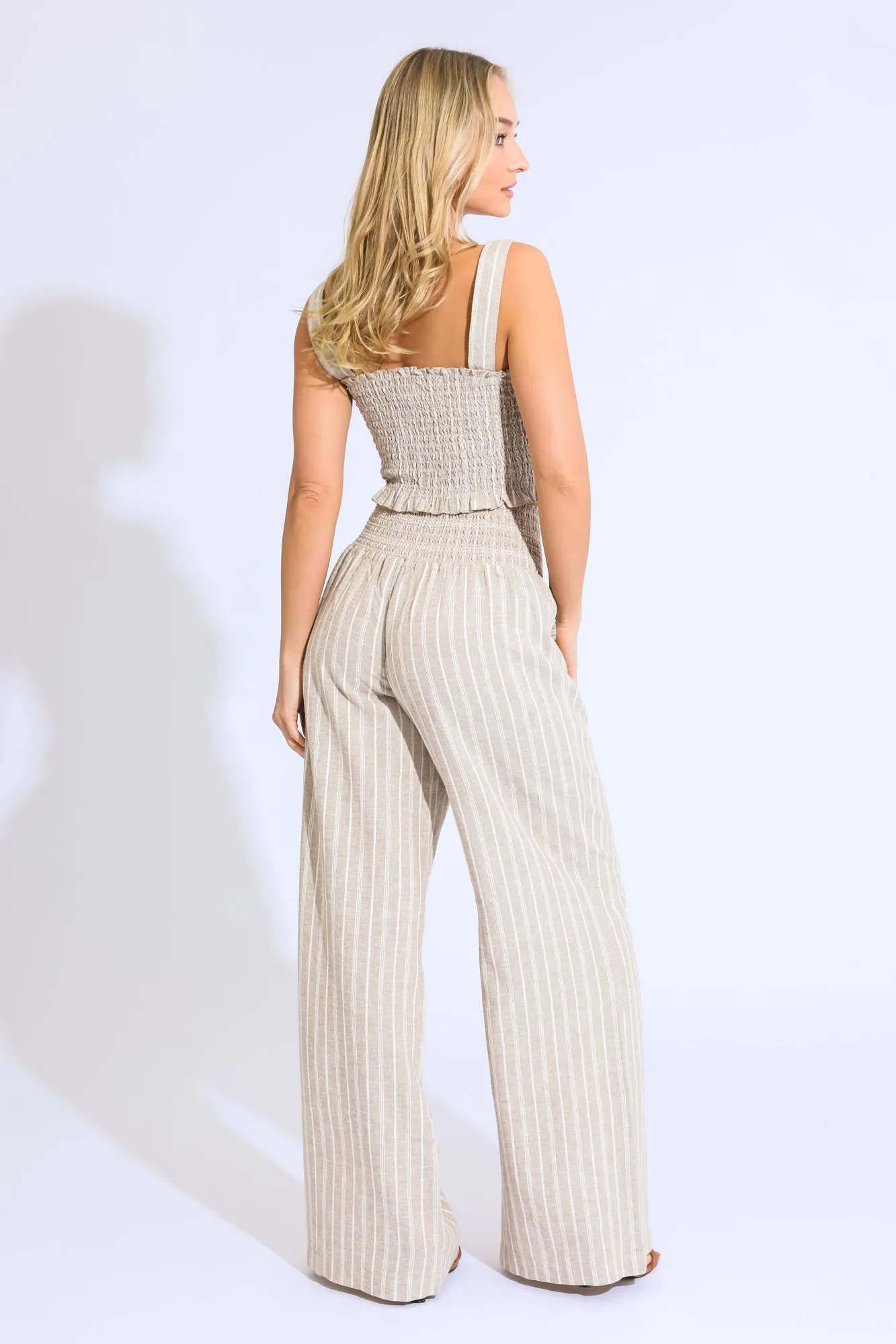 Paradise Linen Boardwalk Pant Set - Khaki