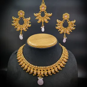 Pink Gold Look Necklace Set 19681-6865