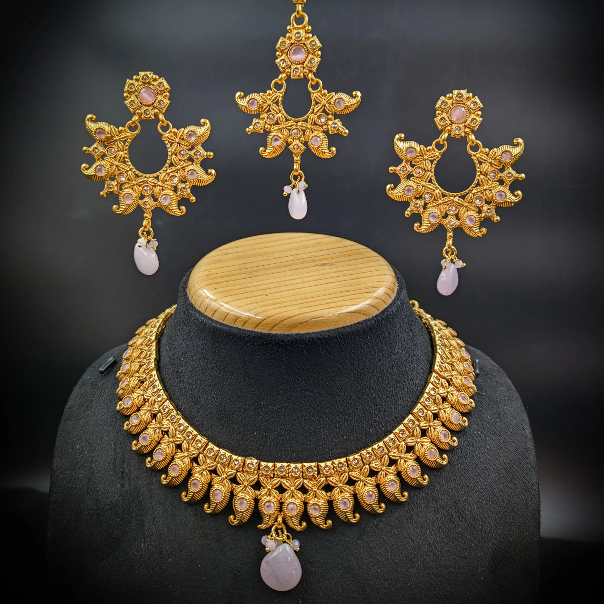 Pink Gold Look Necklace Set 19681-6865