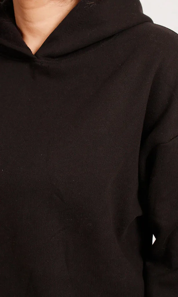 R206853 -Brushed Melton Hoodie - Black