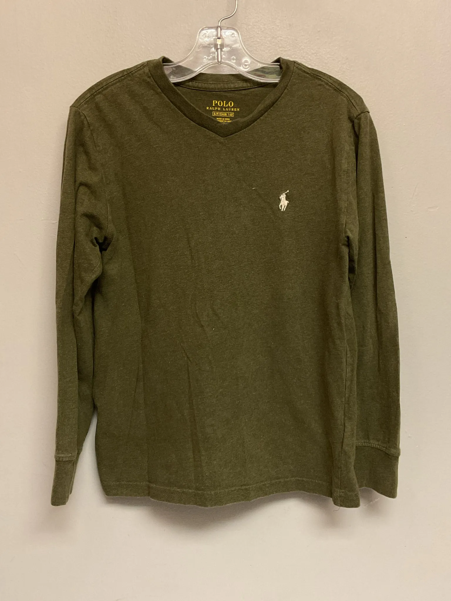 Ralph Lauren Size 8 Olive Cotton Big Boys V-Neck T-Shirts
