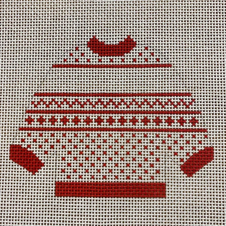 Red and White Personalized Pullover Needlepoint Canvas