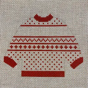 Red and White Personalized Pullover Needlepoint Canvas