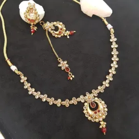 Red Gold Look Necklace Set