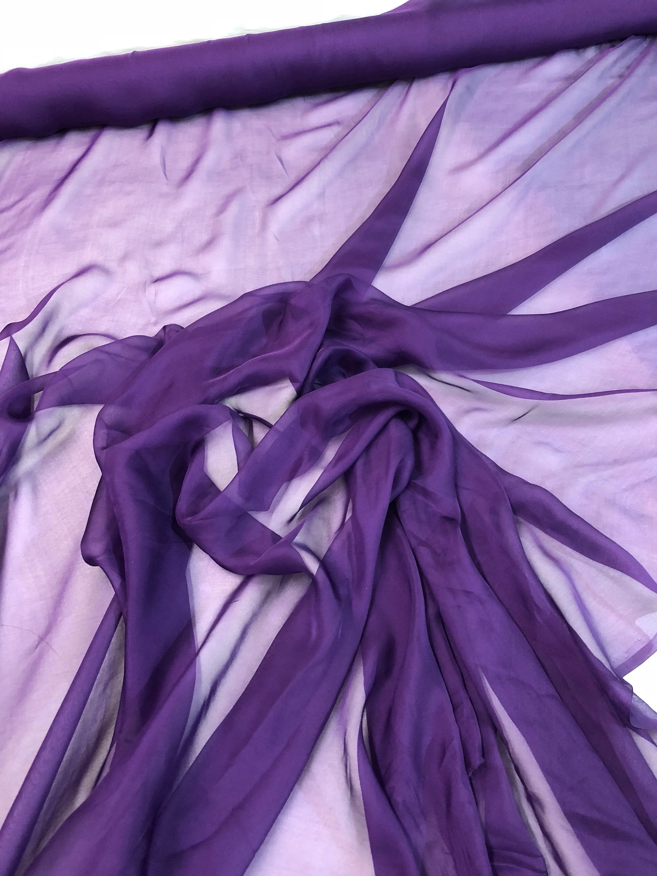 Silk chiffon 54&quot; wide    Beautiful dark purple color silk chiffon fabric sold by the yard