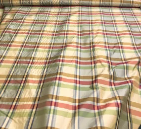 Silk taffeta plads 54&quot; wide     Sold by the yard       Beautiful wine red green gold with greyish background