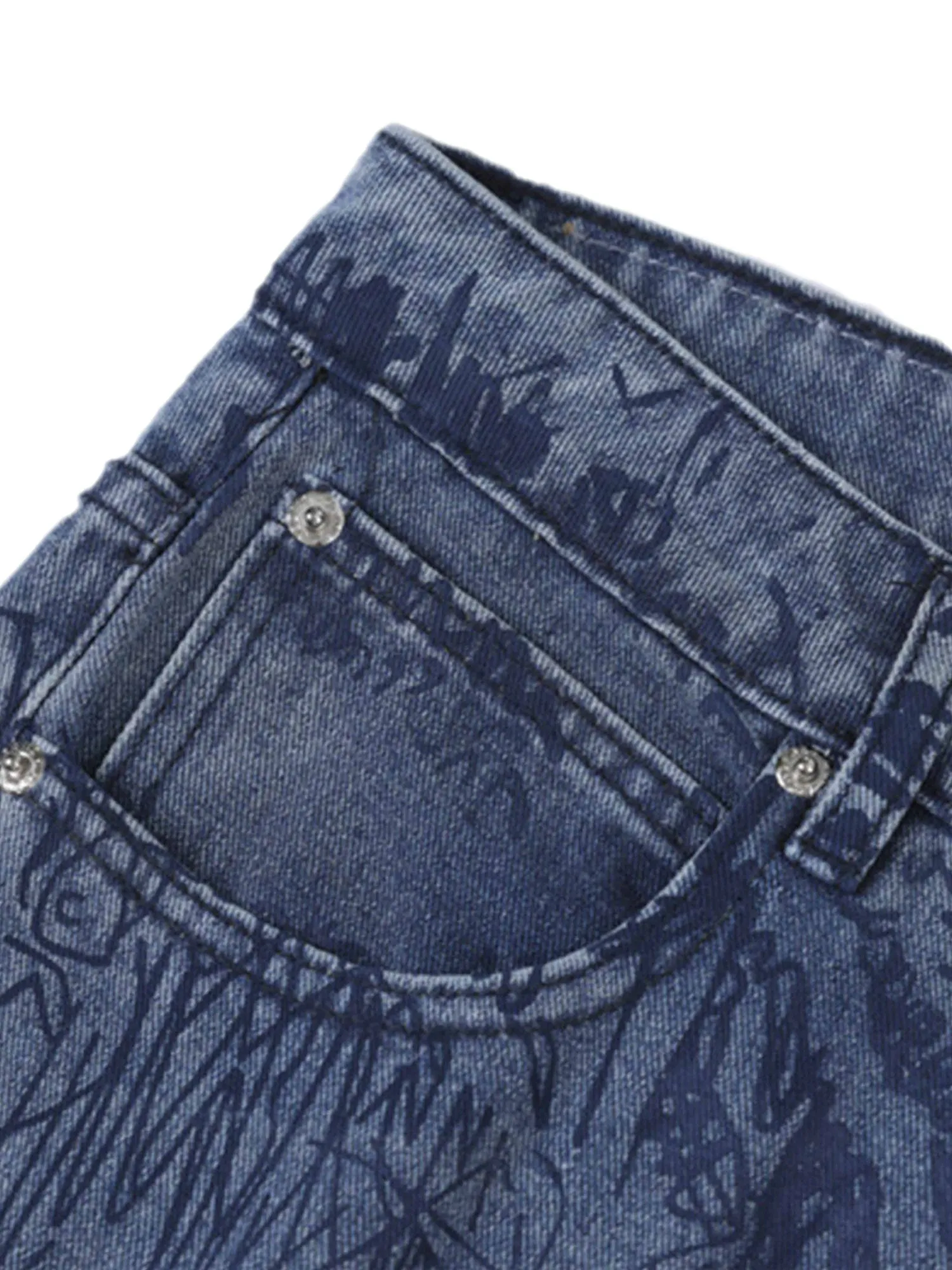 Sneakerhill Hip-hop Graffiti Alphabet Jeans - 1743
