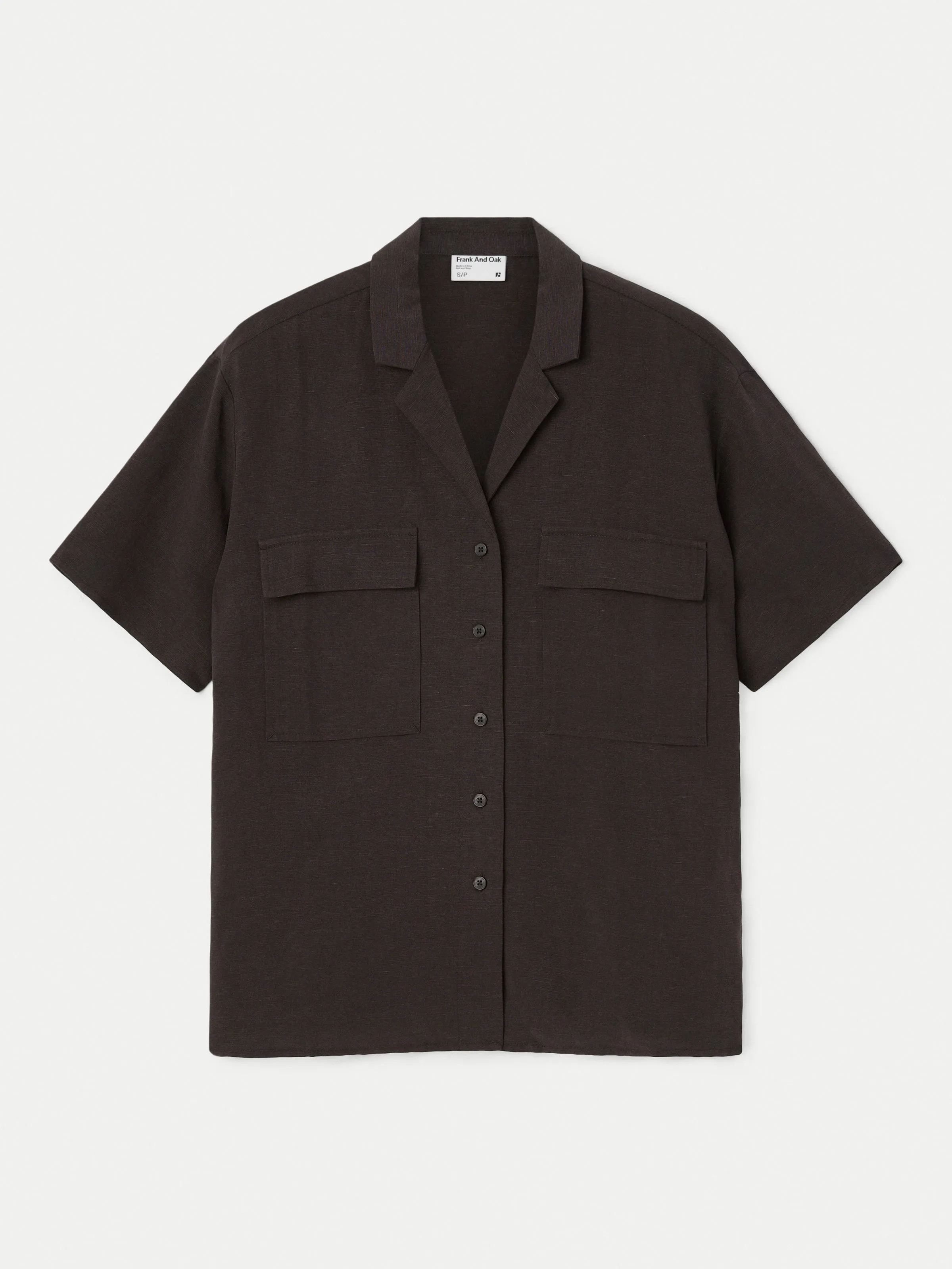 The Loose Camp Collar Blouse in Dark Chocolate