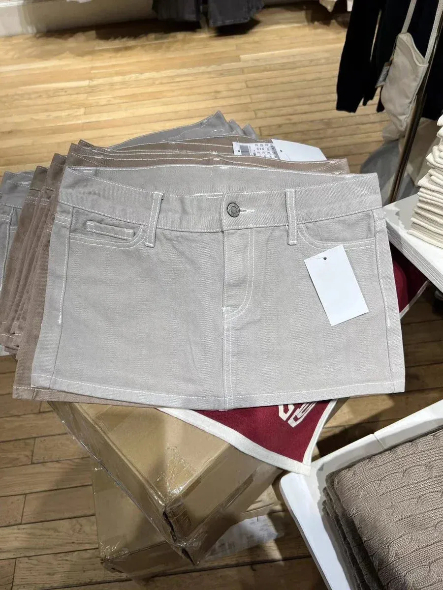 Women Vintage Denim Sexy Low Waist 2024 Fashion Summer Pockets A-line Short Faldas Casual Streetwear Summer Cotton Skirt Y2k