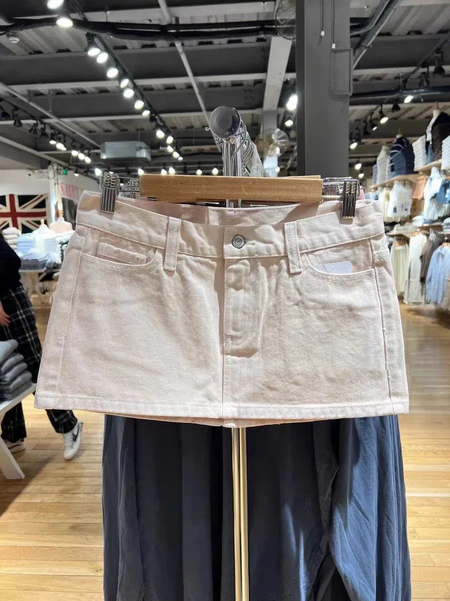 Women Vintage Denim Sexy Low Waist 2024 Fashion Summer Pockets A-line Short Faldas Casual Streetwear Summer Cotton Skirt Y2k