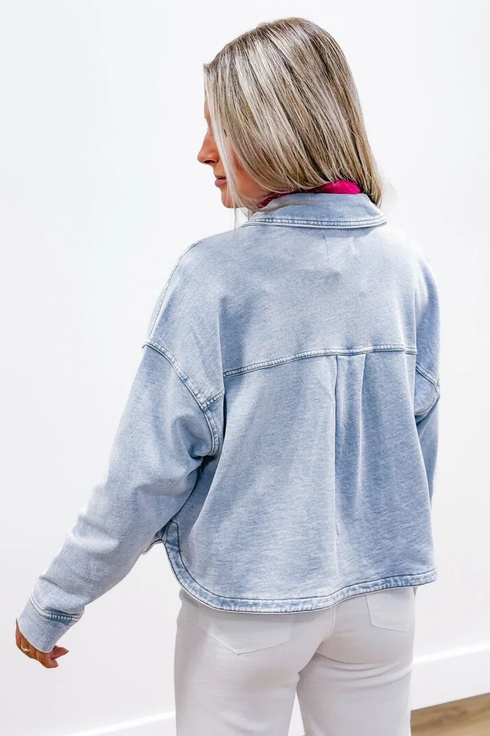 Z Supply: All Day Cropped Knit Jacket - Washed Indigo